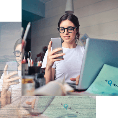 ragazza con occhiali al pc per risorse gratuite